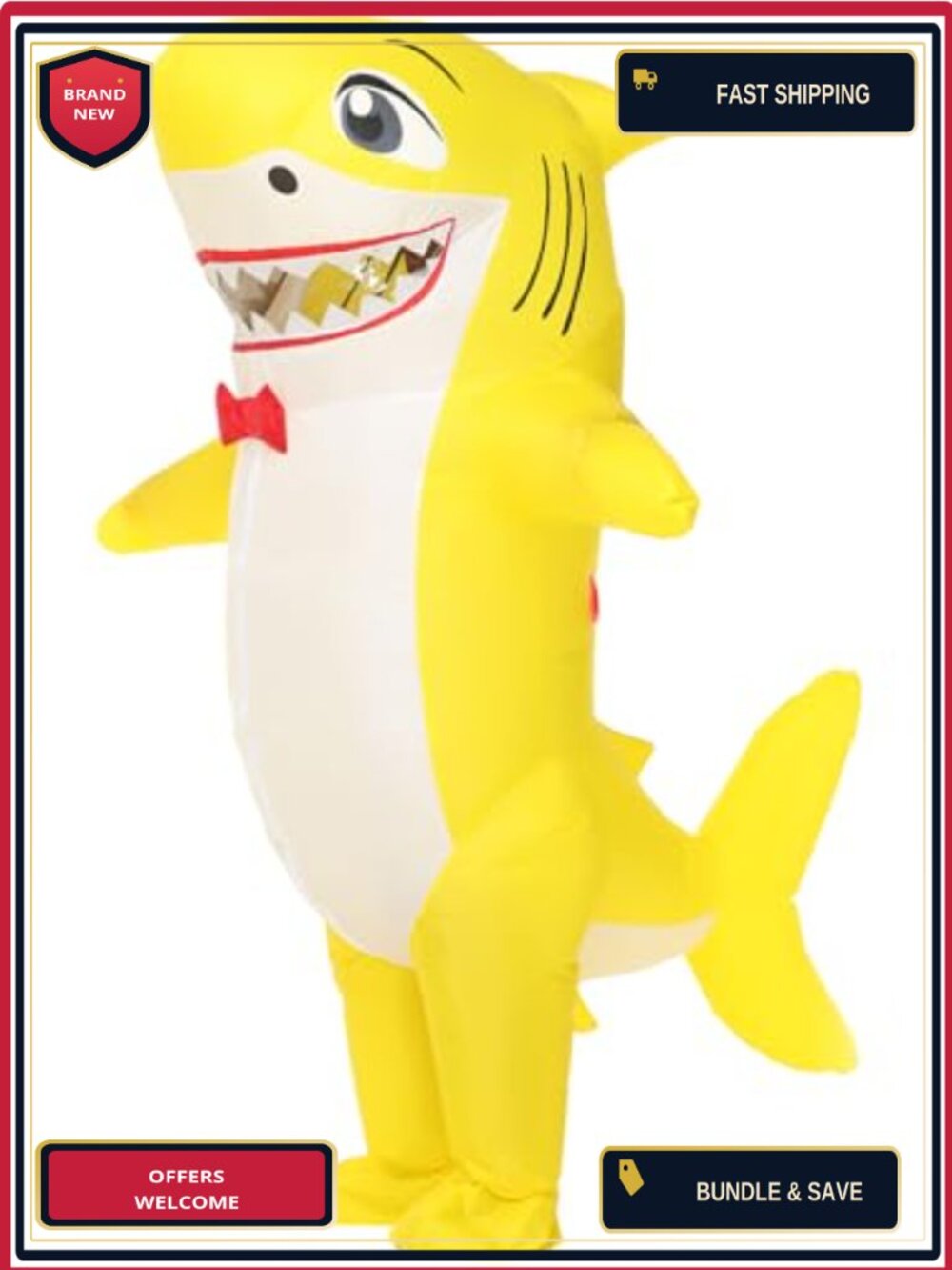 Polyester Inflatable Shark Blow Up Costume Adult Plus Size Halloween Party Suit